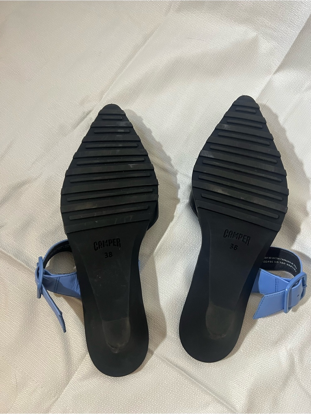 Camper Anita Black Pointed Mule with Light Blue Strap - Picture 6 of 10